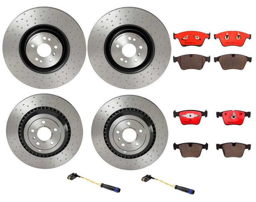 Mercedes Brakes Kit - Pads & Rotors Front and Rear (390mm/365mm) (Ceramic) 164421071264 - Brembo 2899183KIT